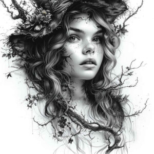mysticism-motif-tattoo – tattoo design ideas free ai generated – ancient-curse – for-lower-leg – Gallery: witches-inkby-ai