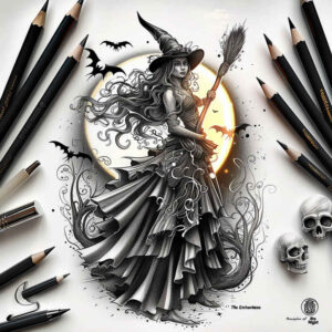 mysticism-motif-tattoo – tattoo design ideas free ai generated – faded-memory – for-scapula – Gallery: witches-inkby-ai