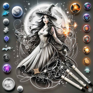 mysticism-motif-tattoo – tattoo design ideas free ai generated – horror – for-shoulder – Gallery: witches-inkby-ai