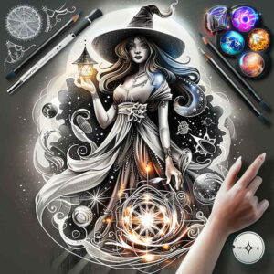mysticism-motif-tattoo – tattoo design ideas free ai generated – murky – for-neck – Gallery: witches-inkby-ai