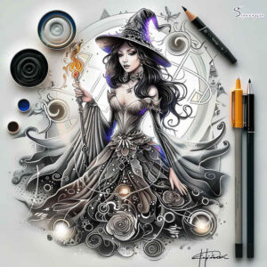mysticism-motif-tattoo – tattoo design ideas free ai generated – spirit – for-behind-ear – Gallery: witches-inkby-ai