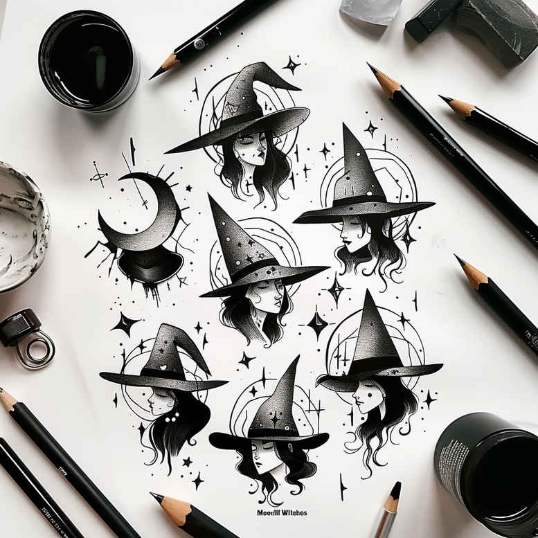 nature-motif-tattoo – tattoo design ideas free ai generated – moody – for-shin – Gallery: witches-inkby-ai