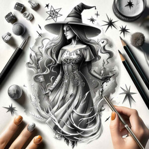 nature-motif-tattoo – tattoo design ideas free ai generated – shadow – for-ankle – Gallery: witches-inkby-ai