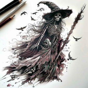 ornamental-detail-tattoo – tattoo design ideas free ai generated – abyss – for-lower-thigh – Gallery: witches-inkby-ai