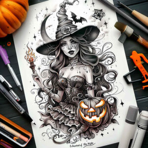 ornamental-detail-tattoo – tattoo design ideas free ai generated – claw-marks – for-stomach – Gallery: witches-inkby-ai