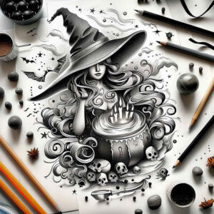 ornamental-detail-tattoo – tattoo design ideas free ai generated – grimace – for-stomach – Gallery: witches-inkby-ai