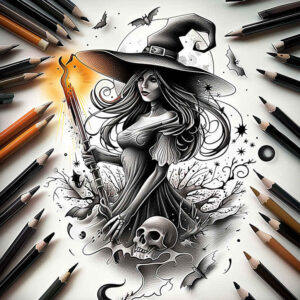 power-motif-tattoo – tattoo design ideas free ai generated – cobweb – for-forearm – Gallery: witches-inkby-ai