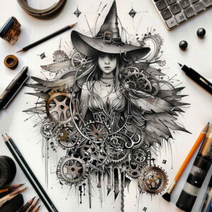 power-symbol-tattoo – tattoo design ideas free ai generated – midnight – for-sternum – Gallery: witches-inkby-ai