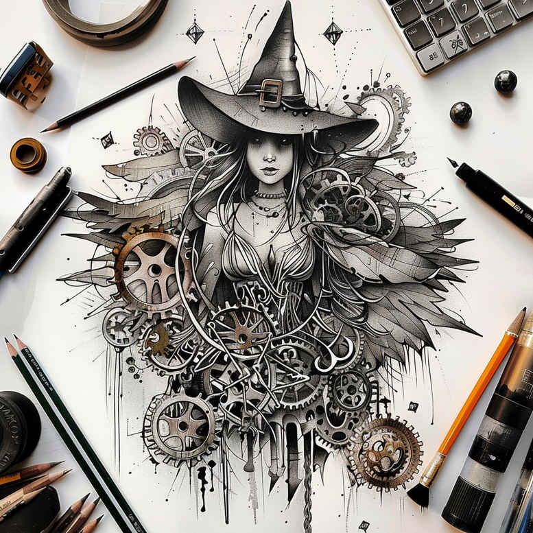 power-symbol-tattoo – tattoo design ideas free ai generated – midnight – for-sternum – Gallery: witches-inkby-ai