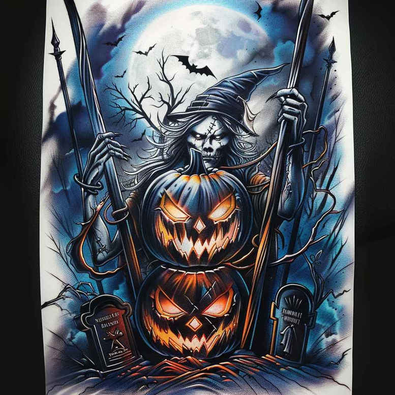 protection-motif-tattoo – tattoo design ideas free ai generated – noir – for-upper-back – Gallery: witches-inkby-ai