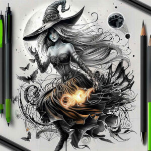 protection-motif-tattoo – tattoo design ideas free ai generated – ominous – for-heel – Gallery: witches-inkby-ai