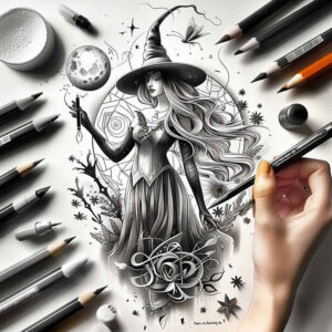 protection-motif-tattoo – tattoo design ideas free ai generated – rotting – for-lower-back – Gallery: witches-inkby-ai