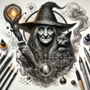 protection-motif-tattoo – tattoo design ideas free ai generated – spine-chilling – for-side – Gallery: witches-inkby-ai