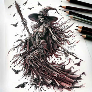 protection-motif-tattoo – tattoo design ideas free ai generated – witchcraft – for-knee – Gallery: witches-inkby-ai