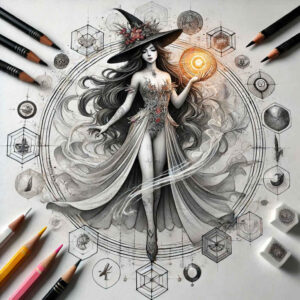 ritual-motif-tattoo – tattoo design ideas free ai generated – reflection – for-knee – Gallery: witches-inkby-ai