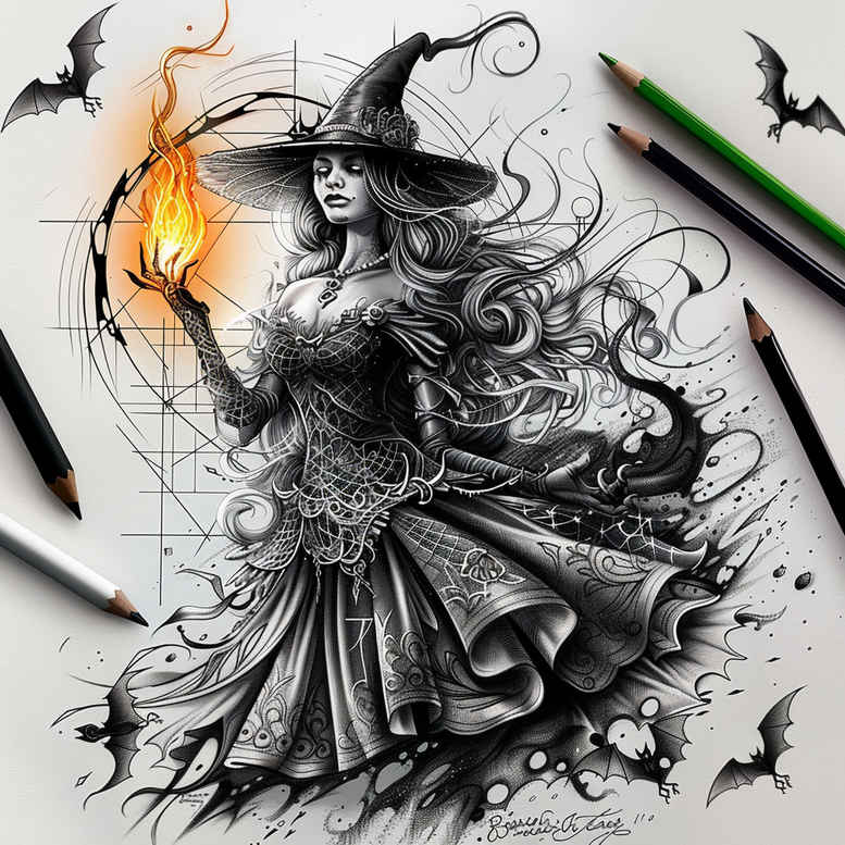 runes-motif-tattoo – tattoo design ideas free ai generated – broken – for-upper-chest – Gallery: witches-inkby-ai
