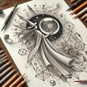 shadow-and-light-tattoo – tattoo design ideas free ai generated – abandoned – for-shoulder-blade – Gallery: witches-inkby-ai