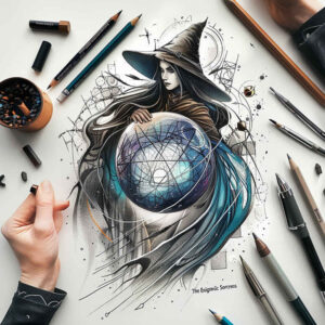 shadow-and-light-tattoo – tattoo design ideas free ai generated – lurking – for-behind-ear – Gallery: witches-inkby-ai