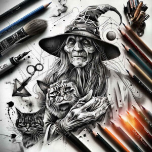 shadow-motif-tattoo-for-men – tattoo design ideas free ai generated – bleeding – for-lower-thigh – Gallery: witches-inkby-ai
