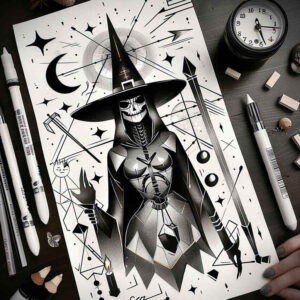 shadow-motif-tattoo-for-men – tattoo design ideas free ai generated – night-terror – for-thigh – Gallery: witches-inkby-ai