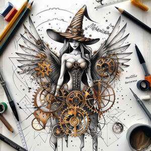 spells-motif-tattoo – tattoo design ideas free ai generated – spine-chilling – for-toe – Gallery: witches-inkby-ai