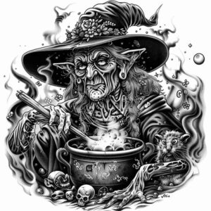 spirituality-motif-tattoo – tattoo design ideas free ai generated – distorted – for-wrist – Gallery: witches-inkby-ai