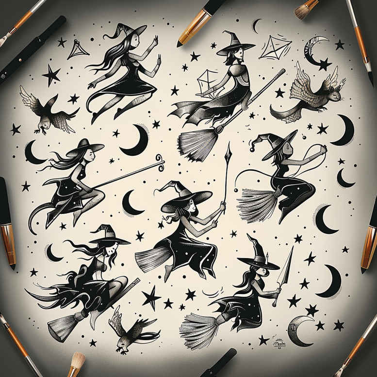 strength-motif-tattoo – tattoo design ideas free ai generated – gloomy – for-chest – Gallery: witches-inkby-ai