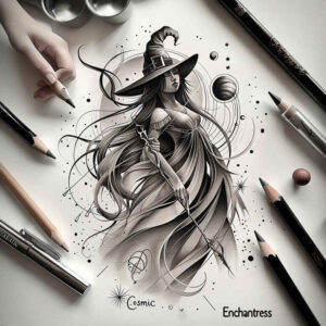 strength-motif-tattoo – tattoo design ideas free ai generated – ominous – for-elbow – Gallery: witches-inkby-ai