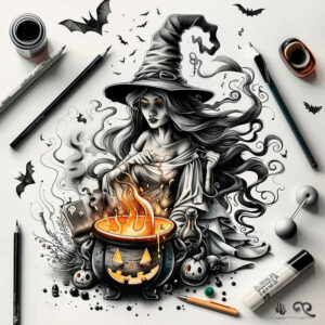 strength-motif-tattoo – tattoo design ideas free ai generated – sinister – for-biceps – Gallery: witches-inkby-ai