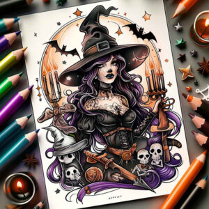 symbols-motif-tattoo – tattoo design ideas free ai generated – night-terror – for-thigh – Gallery: witches-inkby-ai
