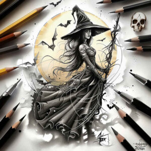 witches tattoo design ideas Surrealism disorienting ancient spell for heel