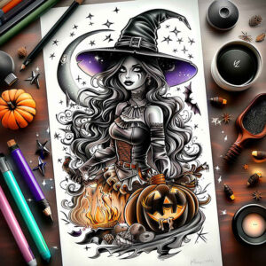 witches tattoo design ideas decorative flourishes astral whisper for lower thigh