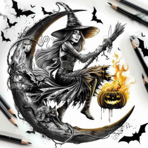 witches tattoo design ideas crisp astral whisper for upper thigh