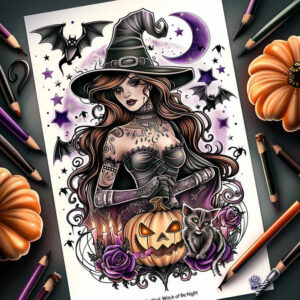 witches tattoo design ideas Realism detailed rendering black flame for upper arm