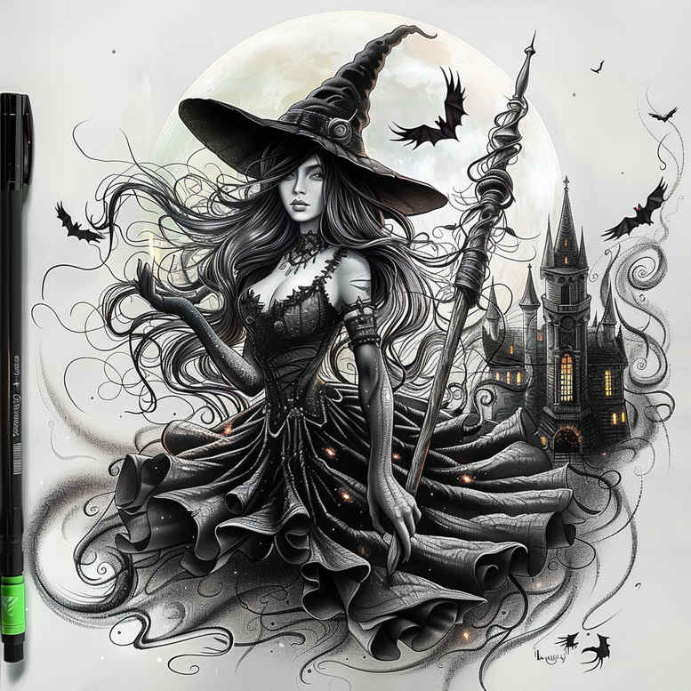 witches tattoo design ideas Realism illusion of depth cursed ink for collarbone