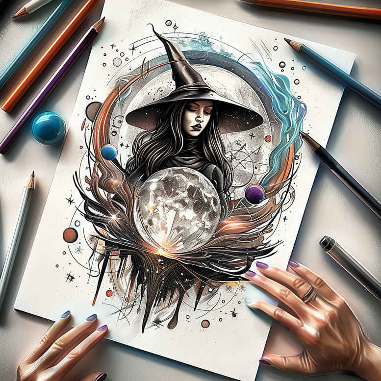 witches tattoo design ideas Surrealism impossible forms dark mysticism meaning endurance