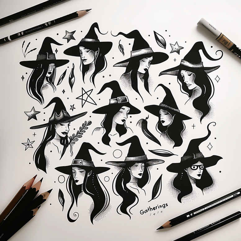 witches tattoo design ideas esoteric symbolism forest spell stands for determination