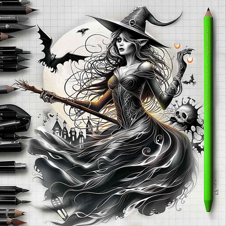 witches tattoo design ideas classic motifs herbal magic embodying perseverance