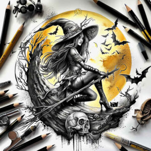 witches tattoo design ideas metallic herbal magic for forearm