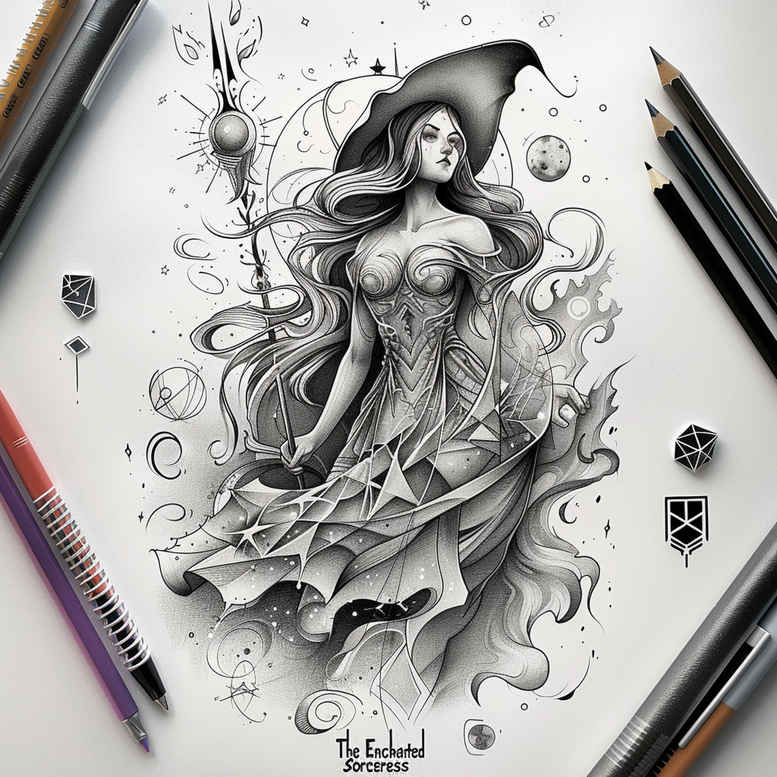 witches tattoo design ideas fluid motion hex symbol courage and power