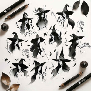 witches tattoo design ideas Realism blended gradients hex symbol for hand