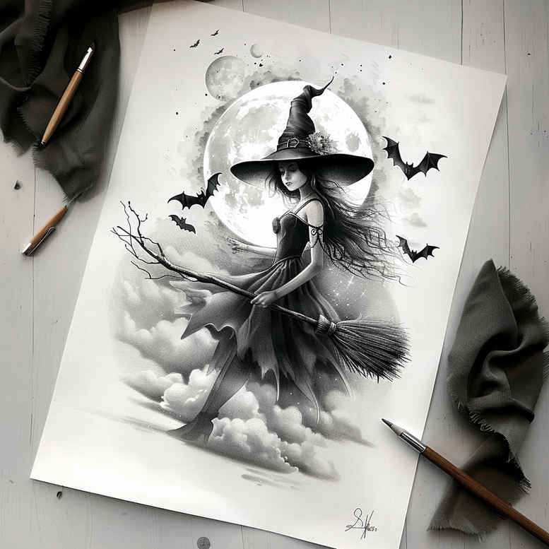 witches tattoo design ideas Realism full detail hex symbol for side torso