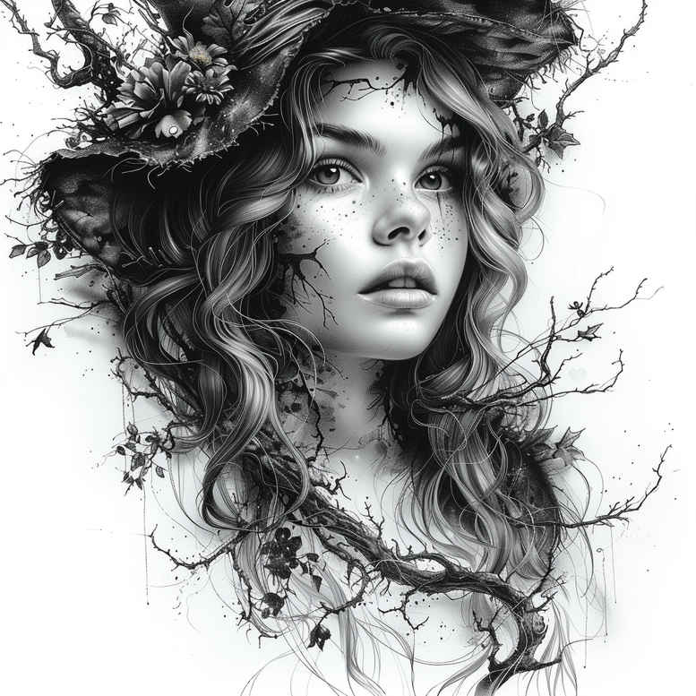 witches tattoo design ideas strong contrast hex symbol shows courage