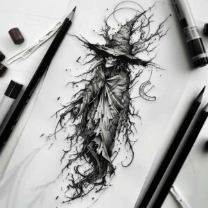 witches tattoo design ideas dynamic linework hidden craft stands for strength