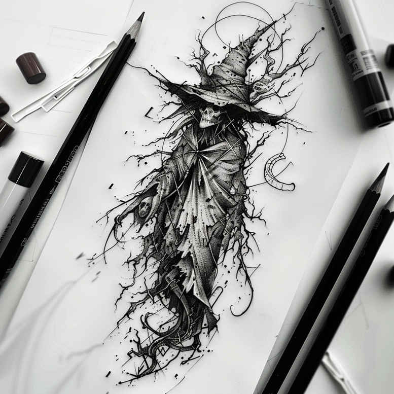 witches tattoo design ideas dynamic linework hidden craft stands for strength