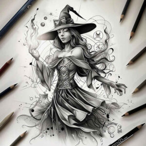 witches tattoo design ideas surreal lunar priestess represents endurance