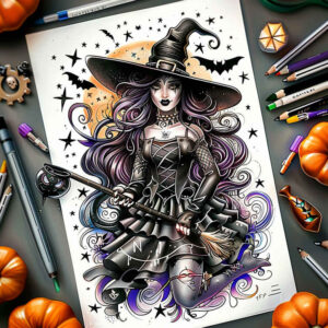 witches tattoo design ideas Realism crisp detail lunar priestess shows courage