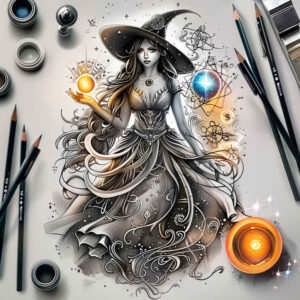 witches tattoo design ideas real-life shading lunar priestess shows determination