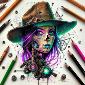 witches tattoo design ideas soft-focus magic fire for sternum