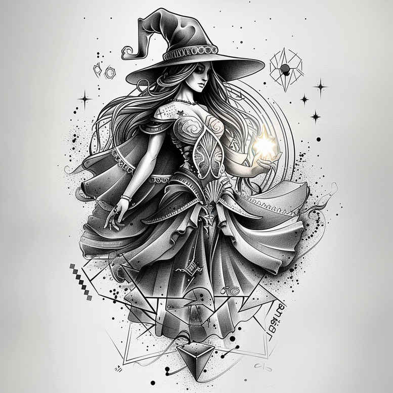 witches tattoo design ideas vivid magic fire for toe